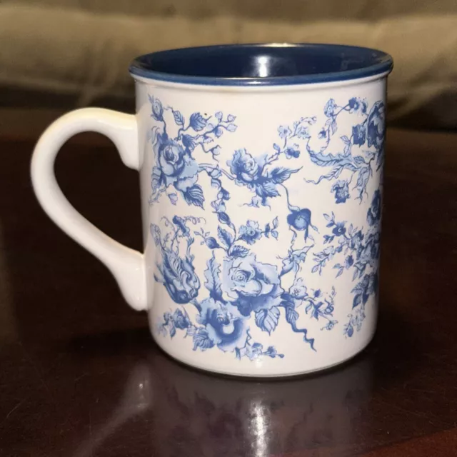 Vintage 1988 Potpourri Press 8 Oz White Blue Floral Mug Made In Korea