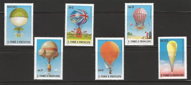 St Thomas $ Prince Islands Scott #555-60 MNH Stamp Set Balloons Aviation