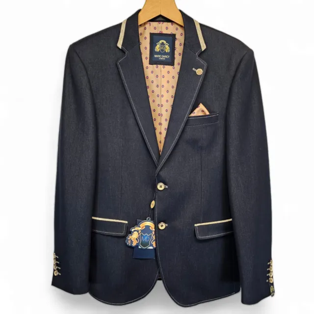 Marc Darcy London Will Smart Lined Blazer Jacket Size 38R Navy Blue