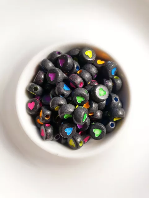 50 x Herz Acrylperlen zum Basteln Schmuckherstellung ♥ Beads Deko Rund Ø 7mm