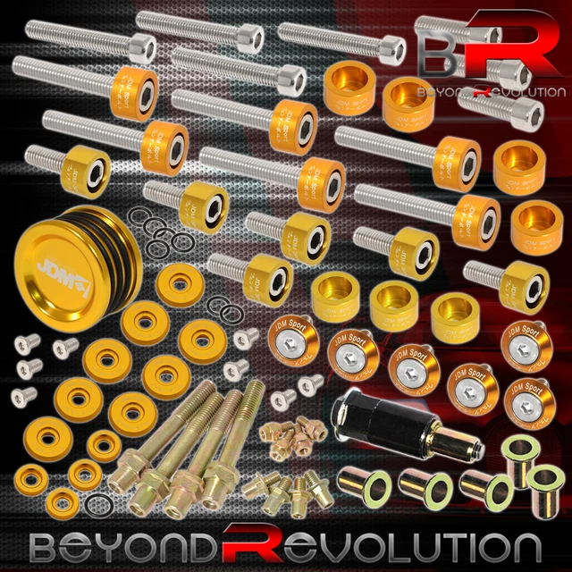 For Honda B16 B18 Cup/Header/Cam Cap/M8 Hex Fender/Valve Washer+Cam Seal Gold