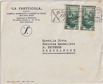 ITALIA 1951 TARGHETTA INVERNO IN ALTO ADIGE SU LETTERA PUBBLICITARIA DA BOLZANO 