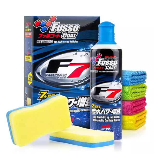 Soft99 Autowachs Fusso Coat F7 All Colours flüssig Autopflege Glanz Boost Set