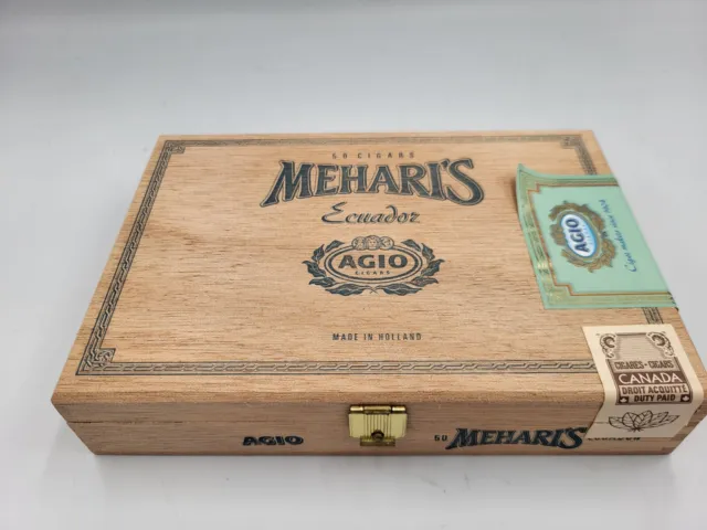 Mehari's Agio Cigars Empty Wood Cigar Box Made in Holland