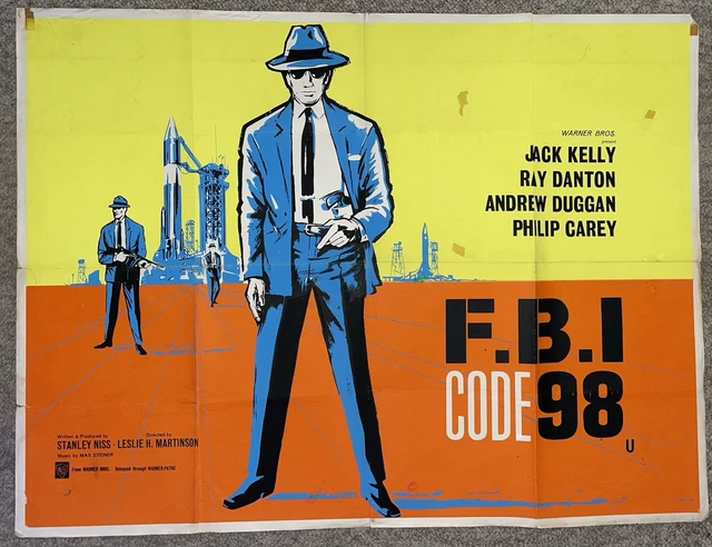 VINTAGE 1960S ORIGINAL UK Quad FBI CODE 98 movie 1963 CIA Mi5 Cool ...