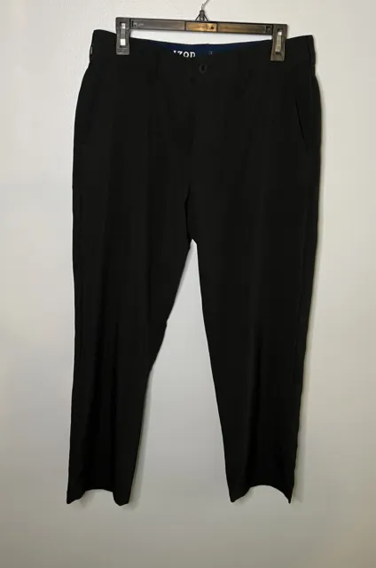IZOD GOLF MENS Flat Front Lightweight Polyester Stretch Black Pants ...