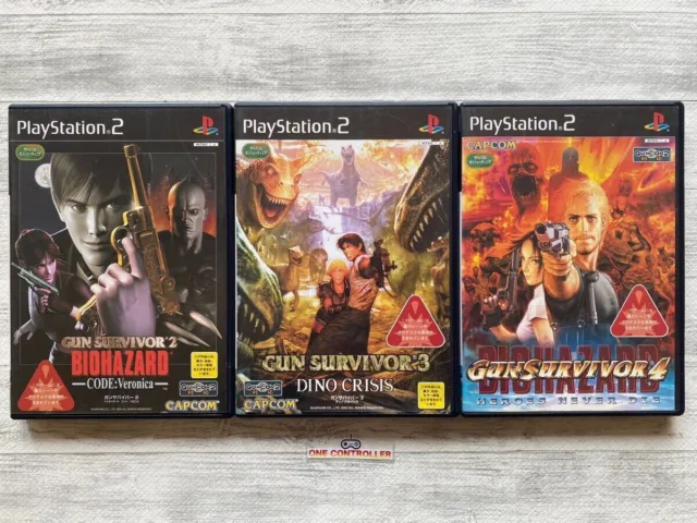 SONY PS2 Gun Survivor 2 & 3 & 4 Resident Evil  Dino Crisis set from Japan