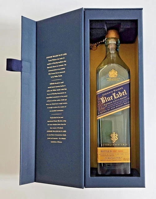 JOHNNIE WALKER BLUE Label Scotch Whiskey 750ml Empty Bottle and Box FB7