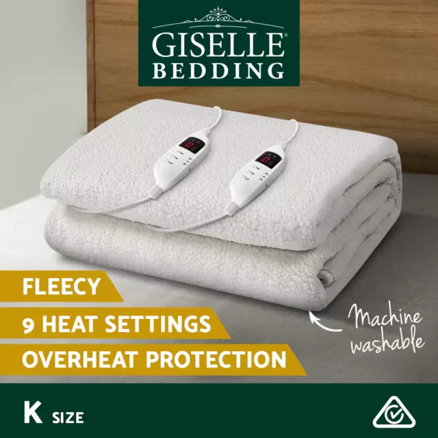 Giselle Electric Blanket King Fitted Heated Fleecy Underlay Washable Warm Winter