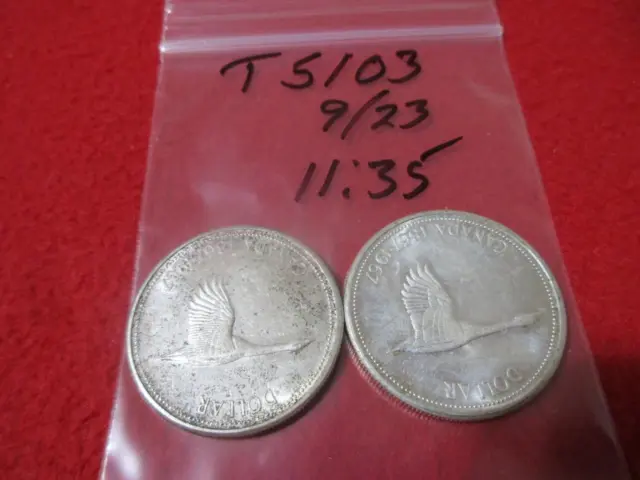1867-1967 Canada 2/TWO High Grade Silver Confederation Dollars         #T5103
