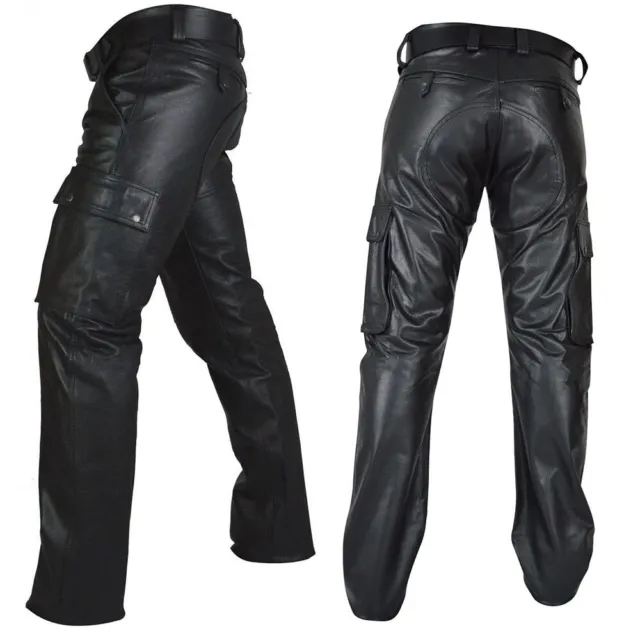 Elegante pantaloni in pelle slim fit da uomo per appassionati di moto e motocicl