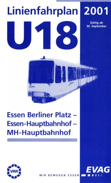 Linienfahrplan Stadtbahn U18 Essen 2001