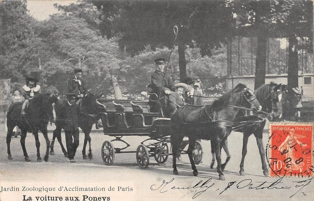 CPA 75 PARIS 16e JARDIN ZOOLOGIQUE D'ACCLIMATATION DE PARIS LA VOITURE AUX PONEY