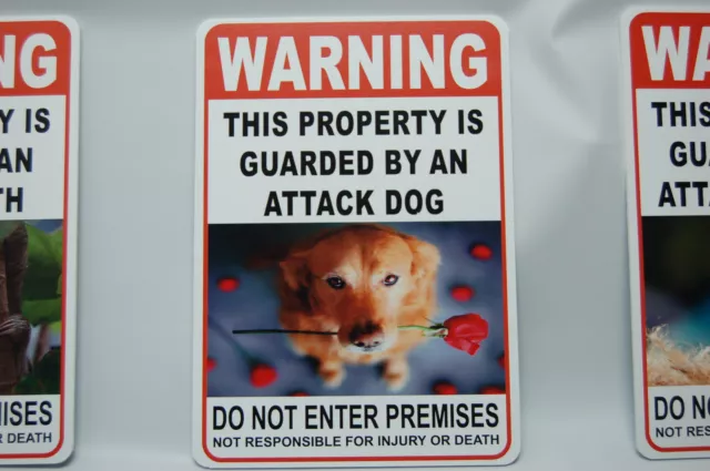 WARNING ATTACK DOG Pet Guard on Duty sign lettering yard security Property