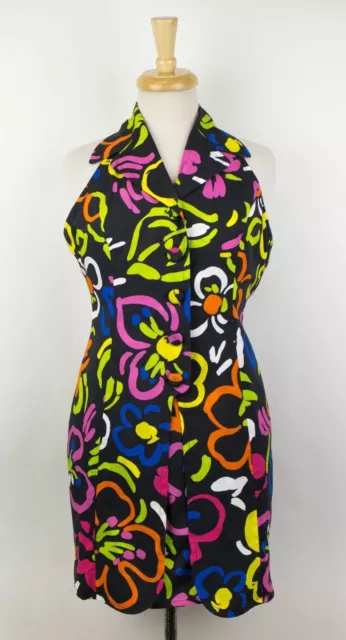 New MOSCHINO COUTURE X JEREMY SCOTT Floral Print Halter Neck Dress 6/40 $1090