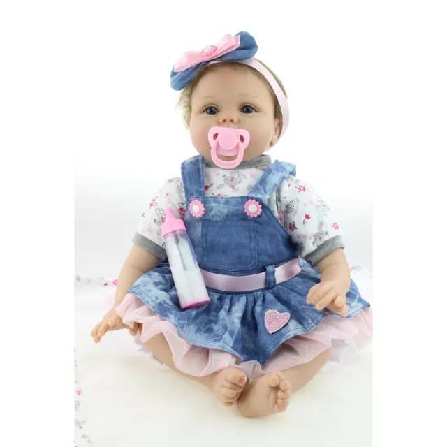 22" Reborn Baby Dolls Lifelike Newborn Vinyl Silicone Realistic Baby Girl Doll