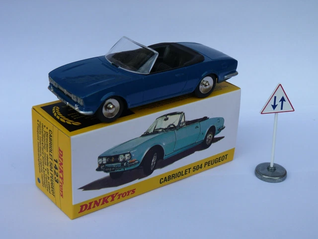 Peugeot 504 cabriolet Bleu Dinky Toys 1423 Atlas 1/43 Neuf Boite +Fiche certific