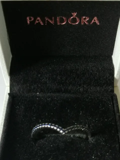 Pandora Blue CZ Wishbone Ring Size 56