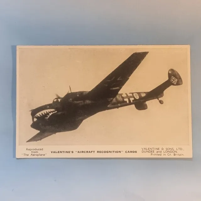 WW2 Aircraft Recognition Postcard C1940 Luftwaffe Messerschmitt Me110 Fighter