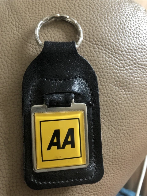 VERY RARE VINTAGE AA Leather Keyring Key-fob With Owner Details Insert ...