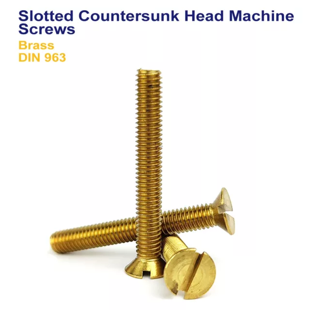 SLOTTED COUNTERSUNK MACHINE SCREWS BRASS DIN 963 M3 - 3mm