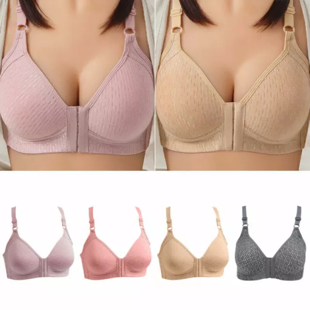 Senior Lady Soft Front Closure Push-up Wireless Underwear Lingerie Bra Bralette 2