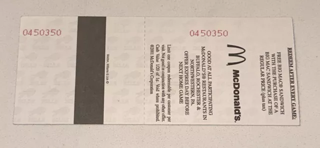 11/18/01 Orchard Park New York Buffalo Bills Seattle Seahawks NFL Ticket Stub 2