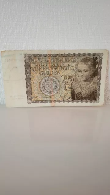 Banknote Niederlande 25 Gulden 1940 Originalbilder