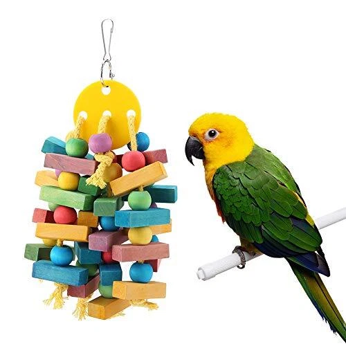 Papagei Hängen Holz Kauen Spielzeug Vögel Käfig Biss Zubehör Schaukel Geeigne...