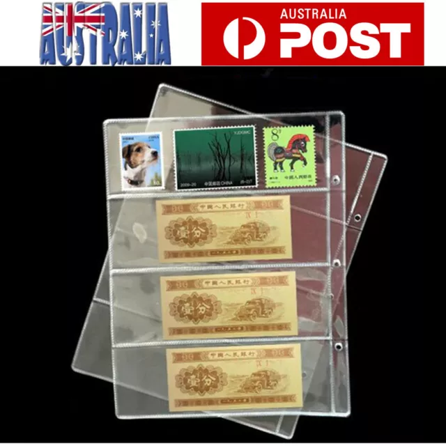 10X Paper Money Banknote Coin Holders Folder Pages Sheets For Collection Storage