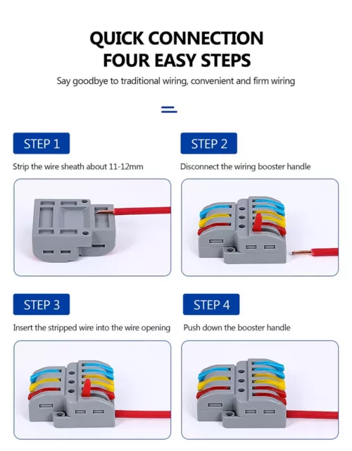 Reusable Spring Lever Terminal Block Electric Cable Connector Wire 1/2/3/4 Way 2