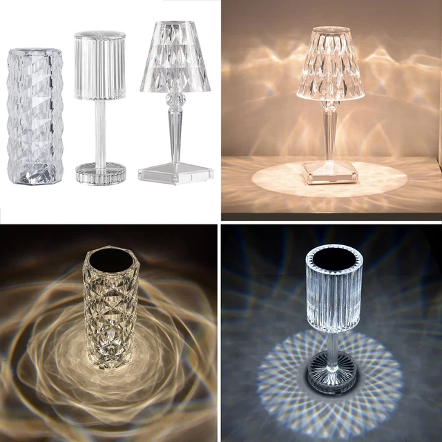 COLOUR CHANGING LED Ice Diamond Lamp Bedroom Night Light 3D Crystal