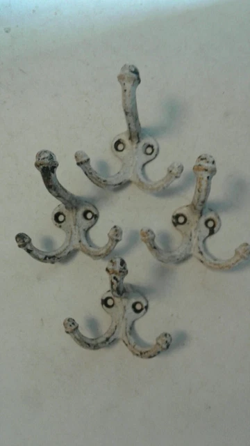 4 Antique Cast Iron Double Acorn Victoian Hat or Coat Hooks