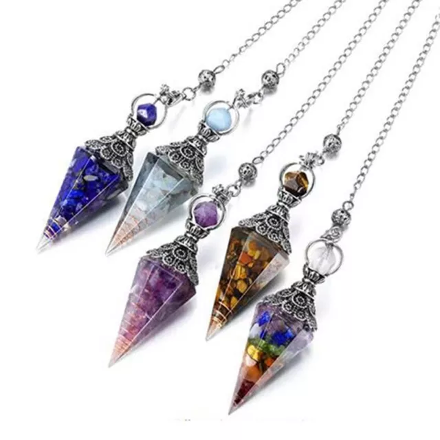 Natural Healing Chakra Crystal Quartz Reiki Orgonite Gems Stone Pendulum Pendant