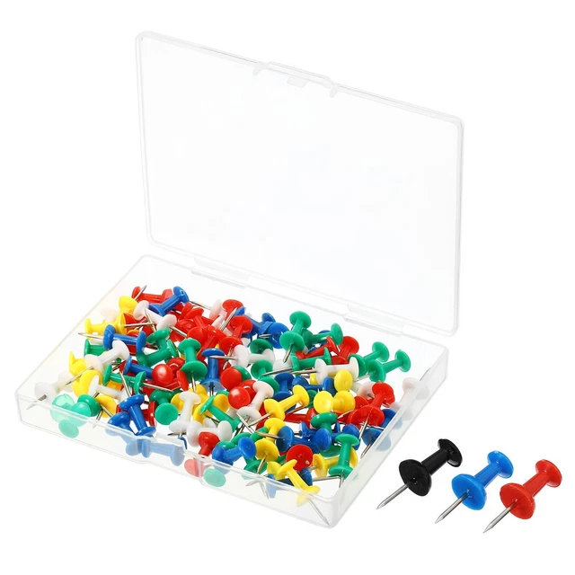 Spingi Perni,100pz Plastica Testa Pollice Chiodini Acciaio Punta,Multicolore