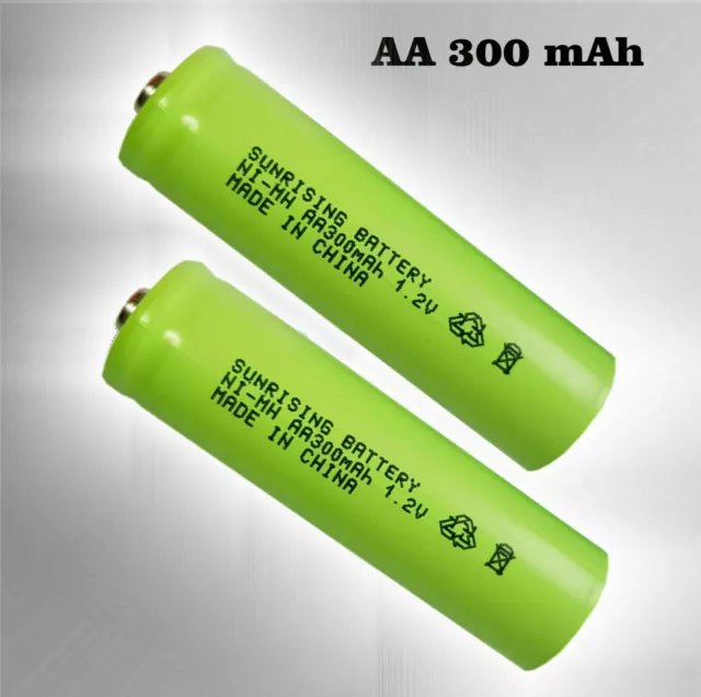 2 x Akku Ni-MH AA 300mAh 1,2V für SOLAR-Leuchten  Mignon Akkus Batterie LR06