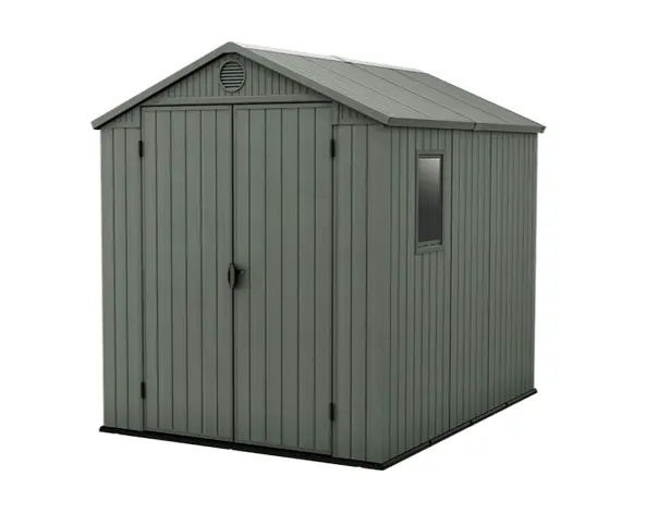 Keter Darwin 6 x 8ft Plastic Double Door Outdoor Garden Storage Shed In Green