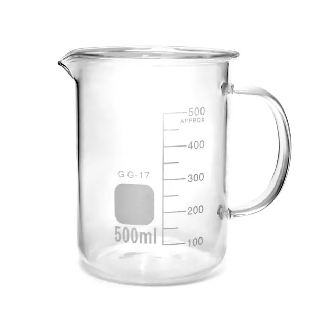 500Ml Beaker Mug with Handle, Borosilicate Glass Measuring Cup ☑️