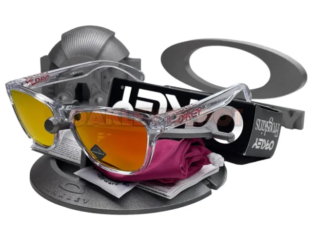 ✅🕶️ Oakley Frogskins Xs 00J9006 Polished Clear/Prizm Ruby Youth Sunglasses (52)