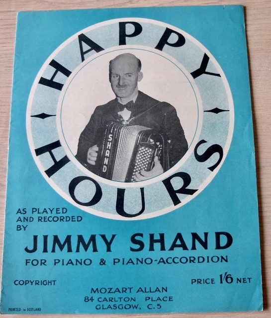 JIMMY Shand Happy Heures Piano & Accordéon Feuille Musique (1950's) Écosse