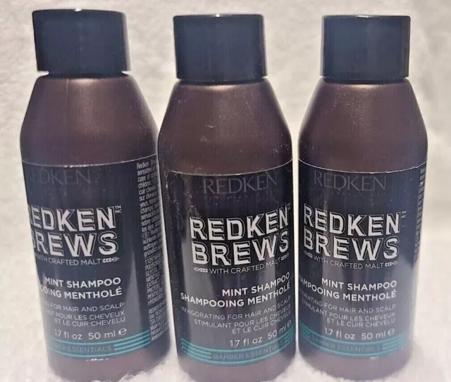 Redken Brews Mint Shampoo travel size 1.7 oz pack of 3