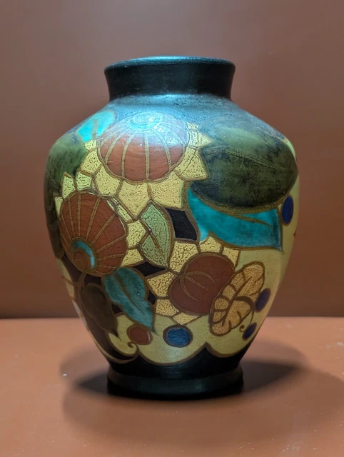 PETIT VASE SOLIFLORE en Grès émaillé Art Déco Céramique 1920-30 EUR 17