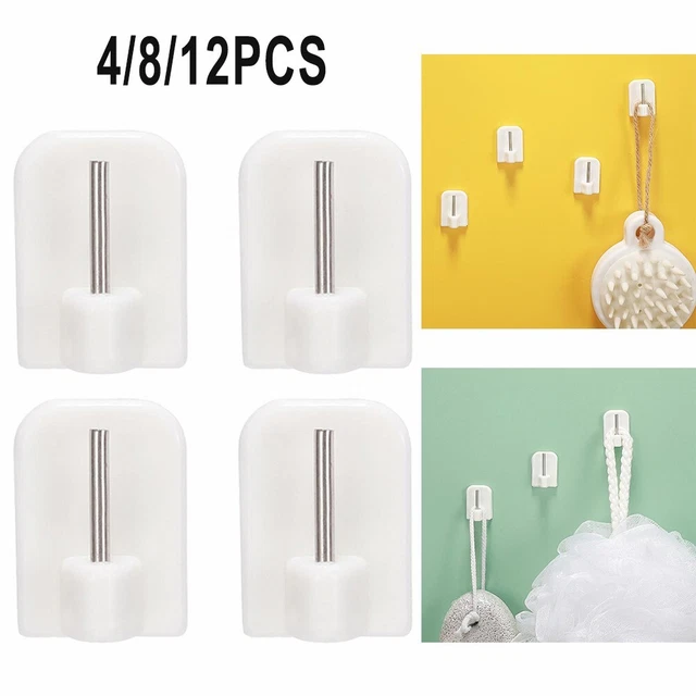 Curtain Hooks Bracket Self-adhesives Stainless Steel+pvc White 4/8/12Pcs