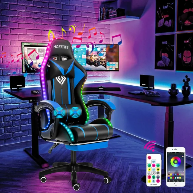 LED Ergonomic Computer Gaming Chair with Speaker Office Chairs Executive Racing