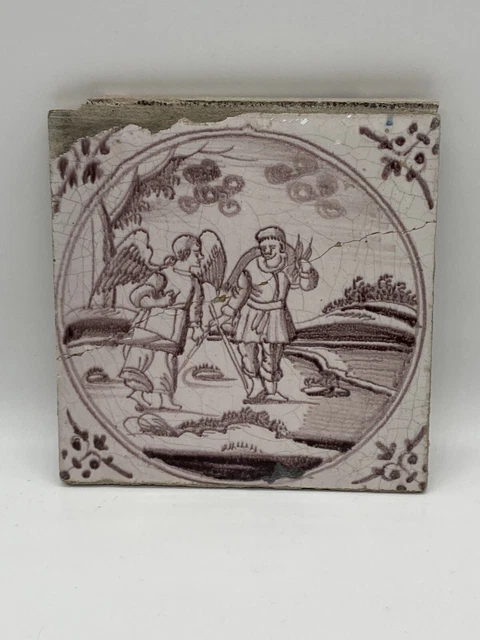 An 18Th Century Manganese Delft Biblical Tile, Probably Dutch 