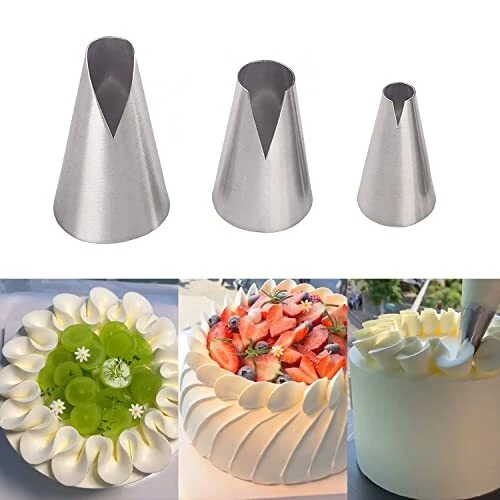 JAYVAR Icing Piping Tip Set - 3 Large V-Shape Stainless Steel Cake Decorating...