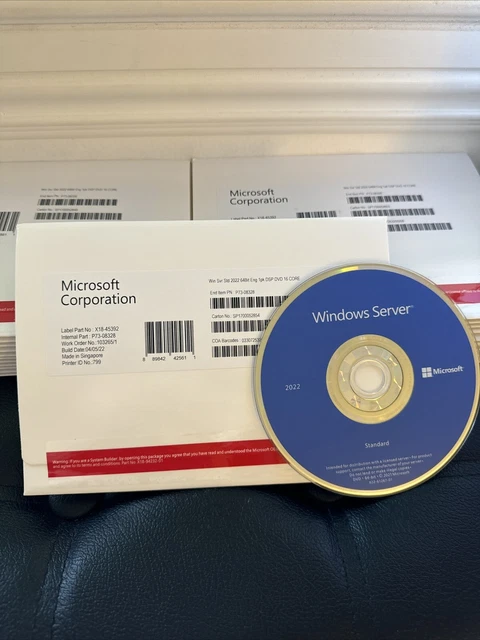 MICROSOFT WINDOWS SERVER 2022 Standard 64-bit License & DVD 16 Core $41 ...