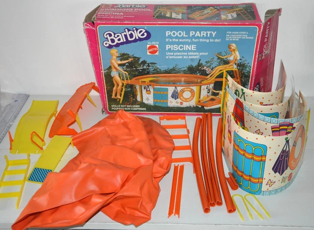 BARBIE SET PISCINE Mattel Boite 8219 Vintage 1980 + Une Poupee Et Sa Robe EUR 25,00 - FR