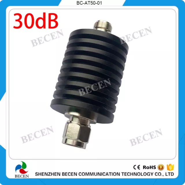 Fixed Attenuator 50W N Attenuator 30dB male to female rf fixed Coaxial DC-3GHz