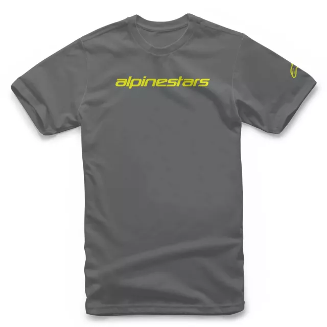 Alpinestars Linear Wordmark Tee T-Shirt Charcoal/Yel AS1272020185274 Size Medium